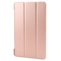 For Samsung Galaxy Tab A9 Tri-fold Holder Flip Horizontal Flip TPU Leather Tablet Case(Rose Gold)