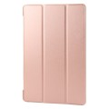 For Samsung Galaxy Tab A9+ Tri-fold Holder Flip Horizontal Flip TPU Leather Tablet Case(Rose Gold)
