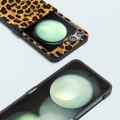 For Samsung Galaxy Z Flip5 ABEEL Hinge Black Edge Leopard Phone Case(Champagne Gold)