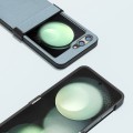 For Samsung Galaxy Z Flip5 ABEEL Hinge Black Edge Genuine Leather Mino Phone Case(Blue)