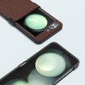 For Samsung Galaxy Z Flip5 ABEEL Hinge Genuine Leather Luxury Series Phone Case(Coffee)