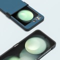 For Samsung Galaxy Z Flip5 ABEEL Hinge Genuine Leather Silky Soft Black Edge Phone Case(Blue)