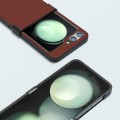 For Samsung Galaxy Z Flip5 ABEEL Hinge Genuine Leather Silky Soft Black Edge Phone Case(Coffee)