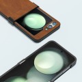 For Samsung Galaxy Z Flip5 ABEEL Hinge Retro Texture PU Phone Case(Brown)