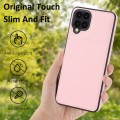 For Samsung Galaxy A12 Litchi Pattern Stitched Side-mounted Phone Case(Pink)
