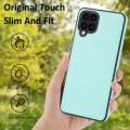 For Samsung Galaxy A12 Litchi Pattern Stitched Side-mounted Phone Case(Mint Green)
