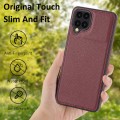 For Samsung Galaxy A12 Litchi Pattern Stitched Side-mounted Phone Case(Dark Red)