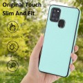 For Samsung Galaxy A21s Litchi Pattern Stitched Side-mounted Phone Case(Mint Green)