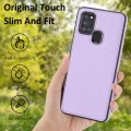 For Samsung Galaxy A21s Litchi Pattern Stitched Side-mounted Phone Case(Purple)