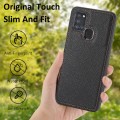 For Samsung Galaxy A21s Litchi Pattern Stitched Side-mounted Phone Case(Black)