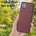 For Samsung Galaxy A22 5G Litchi Pattern Stitched Side-mounted Phone Case(Dark Red)