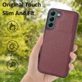 For Samsung Galaxy S22 5G Litchi Pattern Stitched Side-mounted Phone Case(Dark Red)