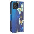 For Motorola Moto G Power 5G Colored Drawing Pattern Leather Phone Case(Gold Butterfly)