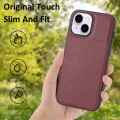 For iPhone 15 Pro Max Litchi Pattern Stitched Side-mounted Phone Case(Dark Red)