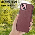 For iPhone 15 Litchi Pattern Stitched Side-mounted Phone Case(Dark Red)