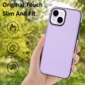 For iPhone 14 Plus/15 Plus Litchi Pattern Stitched Side-mounted Phone Case(Purple)