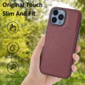 For iPhone 13 Pro Max Litchi Pattern Stitched Side-mounted Phone Case(Dark Red)