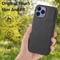 For iPhone 13 Pro Max Litchi Pattern Stitched Side-mounted Phone Case(Black)
