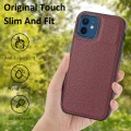 For iPhone 12/12 Pro Litchi Pattern Stitched Side-mounted Phone Case(Dark Red)
