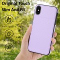 For iPhone X/XS Litchi Pattern Stitched Side-mounted Phone Case(Purple)