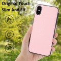For iPhone XR Litchi Pattern Stitched Side-mounted Phone Case(Pink)