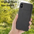 For iPhone XR Litchi Pattern Stitched Side-mounted Phone Case(Black)
