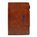 For Samsung Galaxy Tab A9+ Suede Cross Texture Magnetic Clasp Leather Tablet Case(Brown)