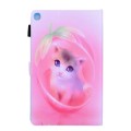For Samsung Galaxy Tab A9+ Colored Drawing Leather Tablet Case(Pink Cat)