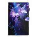 For Samsung Galaxy Tab A9+ Colored Drawing Leather Tablet Case(Purple Butterfly)