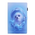 For Samsung Galaxy Tab A9 Colored Drawing Leather Tablet Case(Blue Dog)