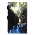 For Samsung Galaxy Tab A9 Colored Drawing Leather Tablet Case(Gold Butterfly)