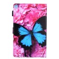 For Samsung Galaxy Tab A9 Colored Drawing Leather Tablet Case(Blue Butterfly)