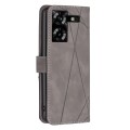 For Tecno Pova 5 Magnetic Buckle Rhombus Texture Leather Phone Case(Grey)