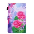 For Samsung Galaxy Tab A9 Colored Drawing Leather Tablet Case(Red Rose)