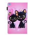 For Samsung Galaxy Tab A9+ Colored Drawing Leather Tablet Case(Two Black Cats)