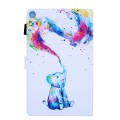 For Samsung Galaxy Tab A9+ Colored Drawing Leather Tablet Case(Colorful Elephant)