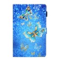 For Samsung Galaxy Tab A9 Colored Drawing Leather Tablet Case(Golden Butterfly)