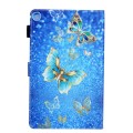 For Samsung Galaxy Tab A9 Colored Drawing Leather Tablet Case(Golden Butterfly)