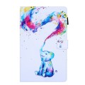 For Samsung Galaxy Tab A9 Colored Drawing Leather Tablet Case(Colorful Elephant)