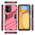 For Xiaomi Redmi 13C 5G / 4G Global Punk Armor 2 in 1 PC + TPU Phone Case with Holder(Light Red)