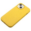 For iPhone 15 Wheat MagSafe Magnetic Straw Material + TPU Phone Case(Yellow)