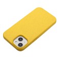 For iPhone 15 Wheat MagSafe Magnetic Straw Material + TPU Phone Case(Yellow)