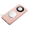For Huawei Mate 60 Wheat MagSafe Magnetic Straw Material + TPU Phone Case with Lanyard(Pink)