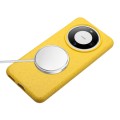 For Huawei Mate 60 Pro Wheat MagSafe Magnetic Straw Material + TPU Phone Case with Lanyard(Yellow)