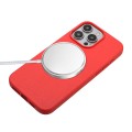 For iPhone 15 Pro Max Wheat MagSafe Magnetic Straw Material + TPU Phone Case with Lanyard(Red)