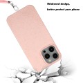 For iPhone 15 Pro Max Wheat MagSafe Magnetic Straw Material + TPU Phone Case with Lanyard(Pink)