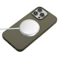 For iPhone 15 Pro Max Wheat MagSafe Magnetic Straw Material + TPU Phone Case with Lanyard(Army Green