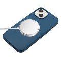 For iPhone 15 Plus Wheat MagSafe Magnetic Straw Material + TPU Phone Case with Lanyard(Blue)