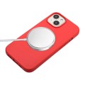 For iPhone 15 Wheat MagSafe Magnetic Straw Material + TPU Phone Case with Lanyard(Red)