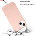 For iPhone 15 Wheat MagSafe Magnetic Straw Material + TPU Phone Case with Lanyard(Pink)